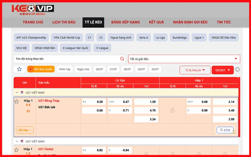Theo dõi tỷ lệ kèo và kết quả bóng đá KEOVIP để quyết định cá cược sáng suốtAlt: Kết quả bóng đá KEOVIP và tỷ lệ kèo hôm nay